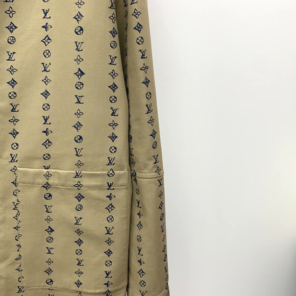 Louis Vuitton Brown Monogram Long-Sleeve Cotton Coat 46 Made In Italy - Picture 6 of 7